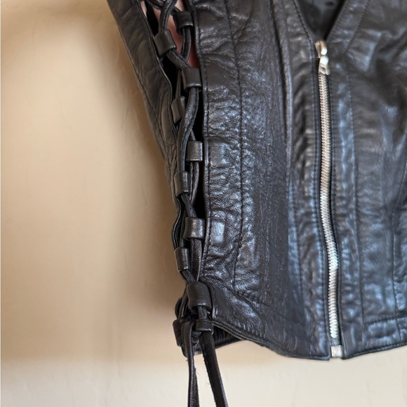 Vintage Michael Hoban North Beach Leather 90s Soft Vest Lace Up Sides Women 7/8 - Picture 2 of 8